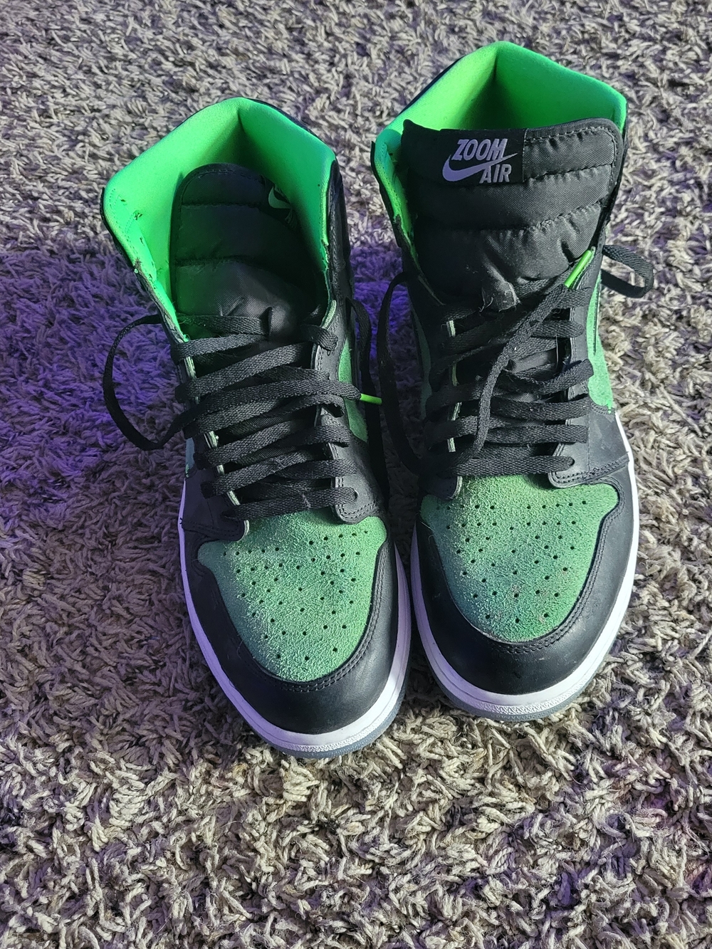 Men's Nike High-Top Zoom Air Dunks in Green and Black Worn Once!